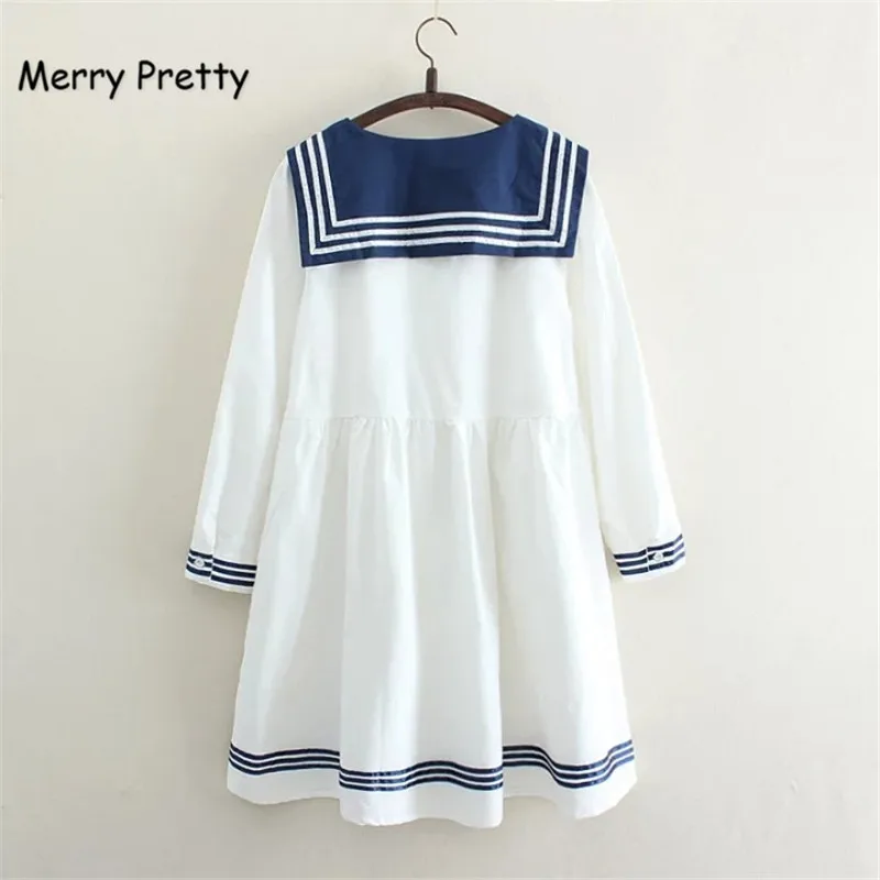Merry Pretty/темно синее платье с галстуком бабочкой mori/летнее милое белое в японском