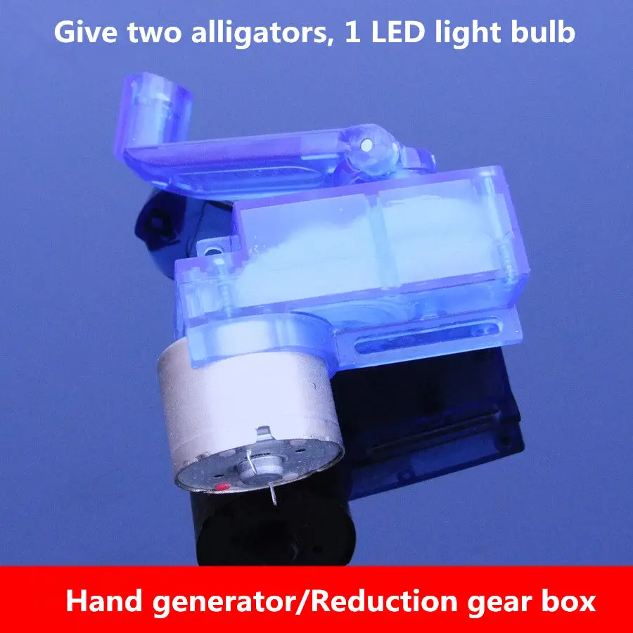 

1PCS SC048 Hand generator DIY Mechanical generator Reduction gear box two alligators, 1 LED light bulb