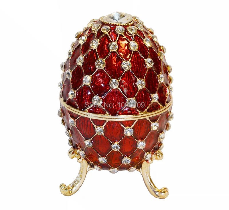 TBP1430-Big red bejeweled faberge egg trinket box metal jewelry box.JPG