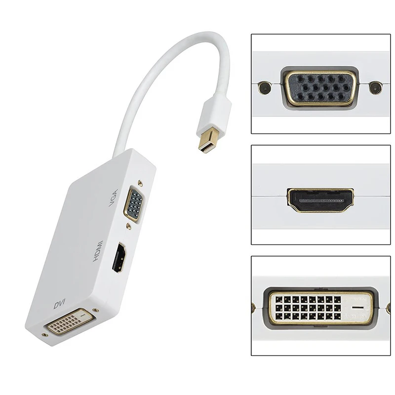 Mini Display Port DP to DVI HDMI VGA Adapter 3 in 1 Thunderbolt Multi-Function Converter Cable Full HD 1080p for Apple MacBook  iMac Mac Mini (5)