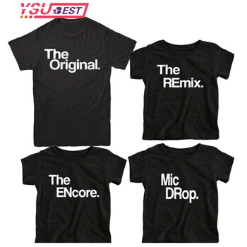 

Family Look Mommy and Me Clothes Family Matching Outfits Letter Printed The Original Remix Family T-shirts Father Son Clothes