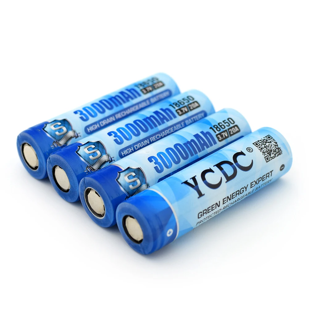 YCDC 2-20 шт 18650 литий-ионная аккумуляторная батарея 3000mAh 3,7 v 20A разрядка высокодренажные литиевые батареи для электронной сигареты