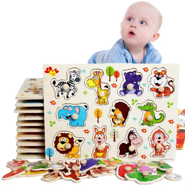 Newborn Baby 3D Wooden Puzzle Infant Baby Early Educational Puzzle Toys