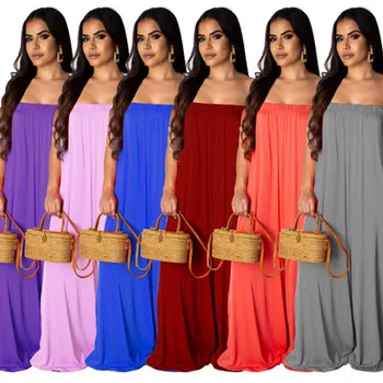 

Sexy Strapless Long Jumpsuits Womens Rompers Wide Leg Loose Playsuits Ladies Bohemian Beach Jumpsuit