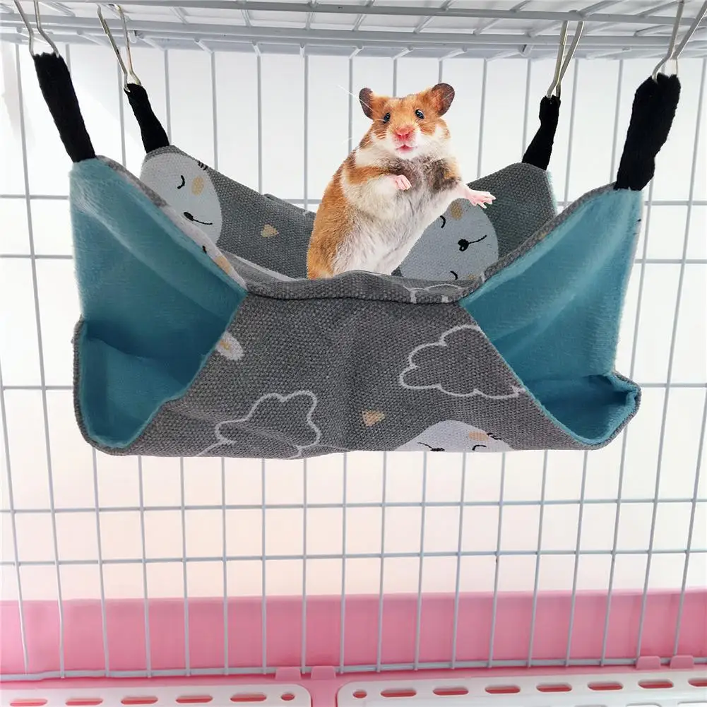 Гамаки для животных Висячие кровати гнездо хомяки Chinchillas Ferrets гамак двухслойный холст маленькое домашнее животное тканевое гнездо клетка аксессуары