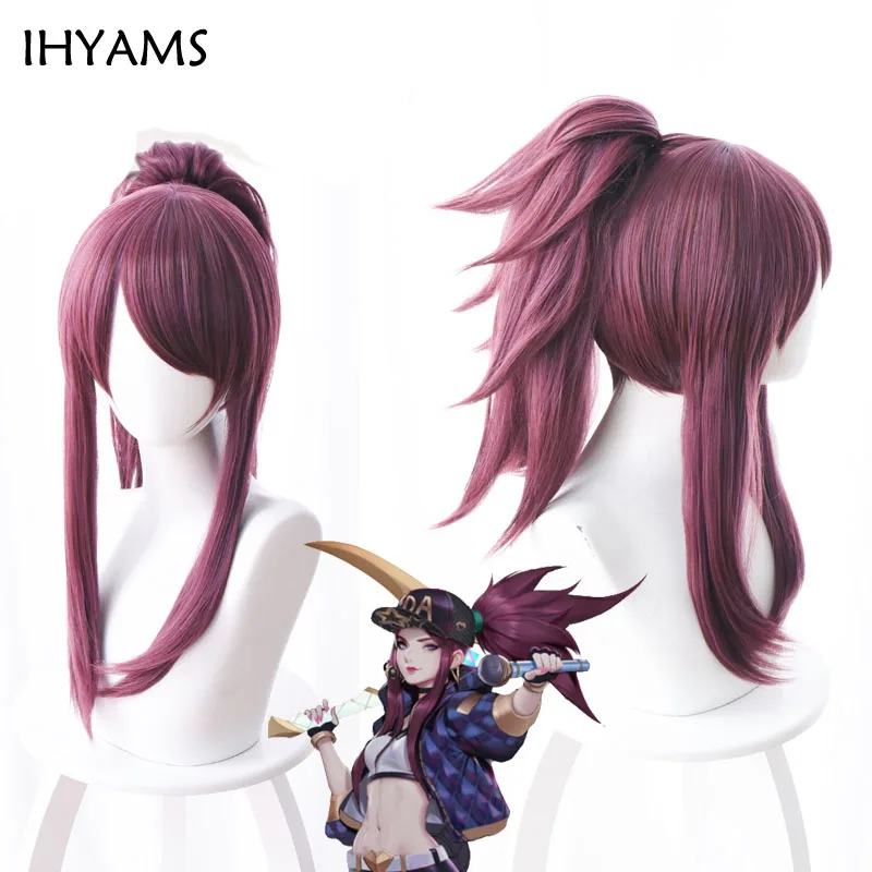 LOL S8 League of Legends Girl K/DA Kda Akali Rogue Assassin косплей парик для волос + парик| |