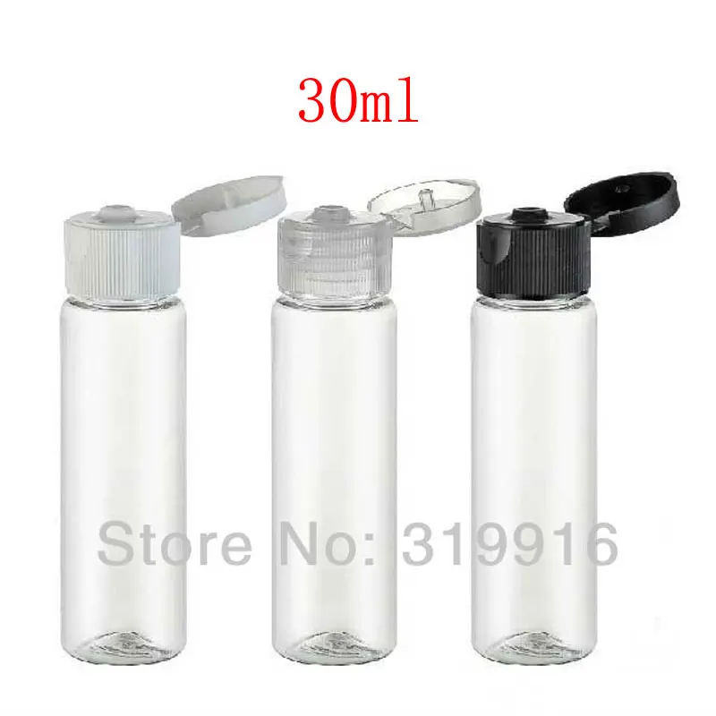 wholesale 30ml transparent flip top plastic travel set bottles