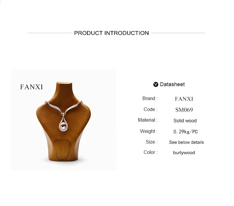 FANXI деревянный дисплей ювелирных изделий портрет шеи ожерелье дисплей ювелирных изделий дисплей держатель Поддержка для ювелирного магазина