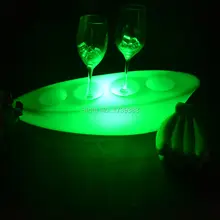 Waterproof illuminated Multi-Colors LED floating Champagne Champagne Boat Shaped Serving Tray Light Ice Bucket Rechargeable free shipping waterproof led light up serving tray multi colors rechargeable luminous led trays light 24 keys remote controller