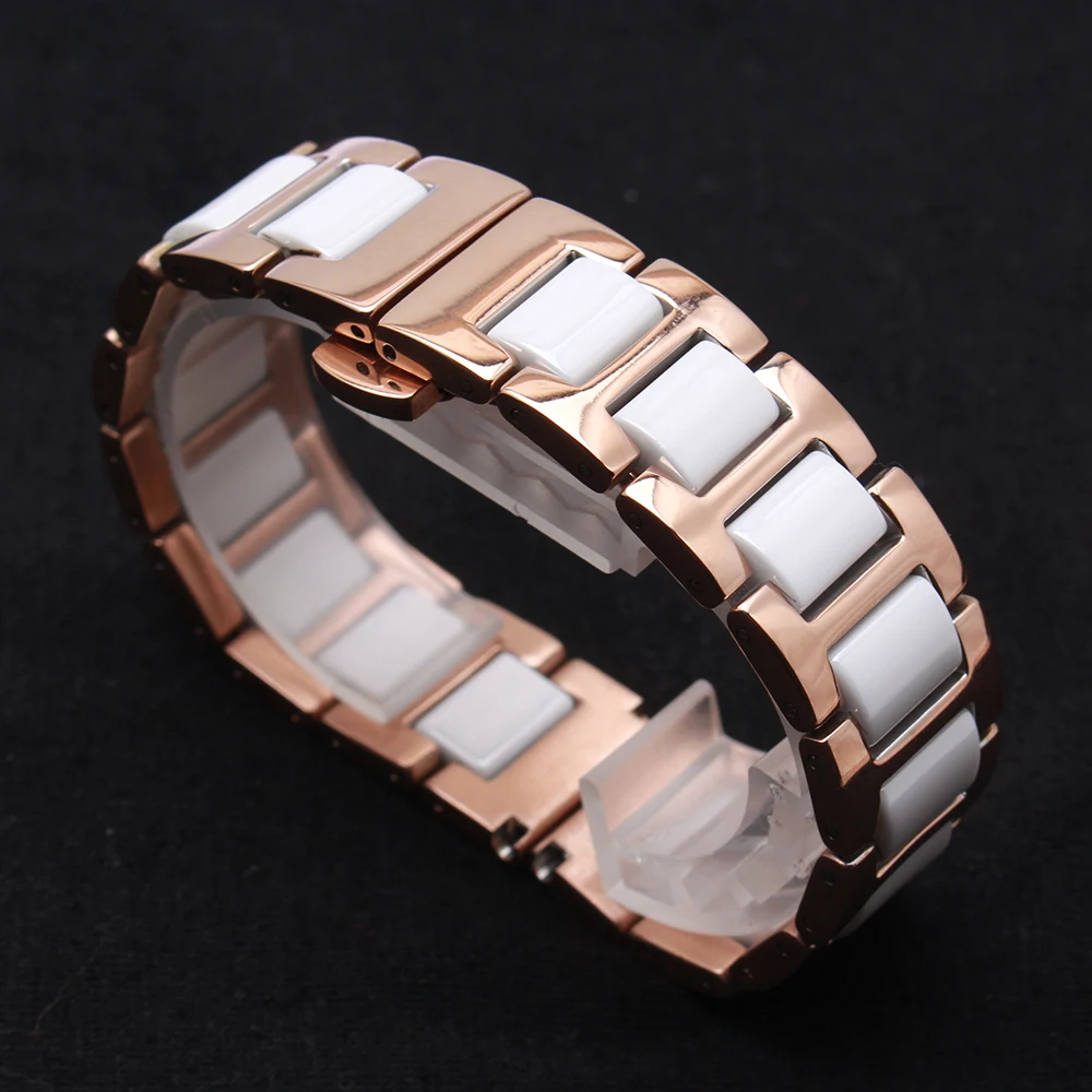 Ceramic bracelet and stainless steel watchband watch strap fit quartz wristwatches band 14mm