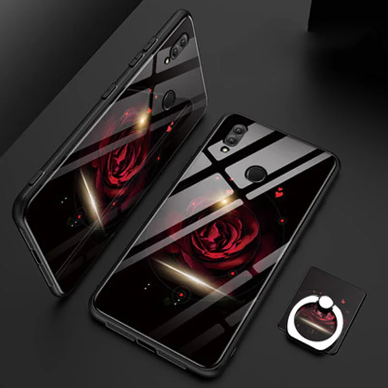 Чехол для huawei honor 8c 8 c capa, роскошное закаленное стекло+ мягкая задняя крышка с краями, 6,26 '', стеклянный чехол, honor 8c, чехол для телефона - Цвет: A10