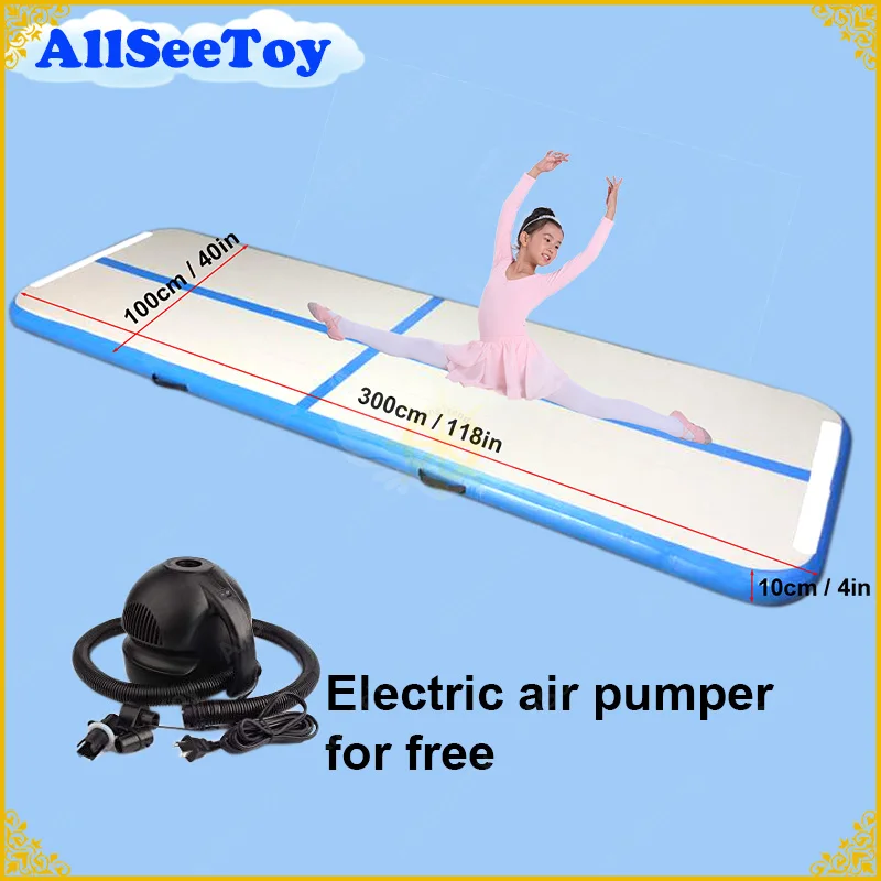 

3x1x0.1m Inflatable Gymnastics Airtrack Floor Trampoline Tumbling Mat Kids Adults Air Track Air Pump Included Free Shipping