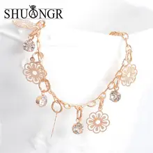 Новые поступления shuangr цветок очаровательный ножной браслет для женщин золотой цвет браслет на ногу мода ноги chian девушка лодыжки Любовь ювелирные изделия