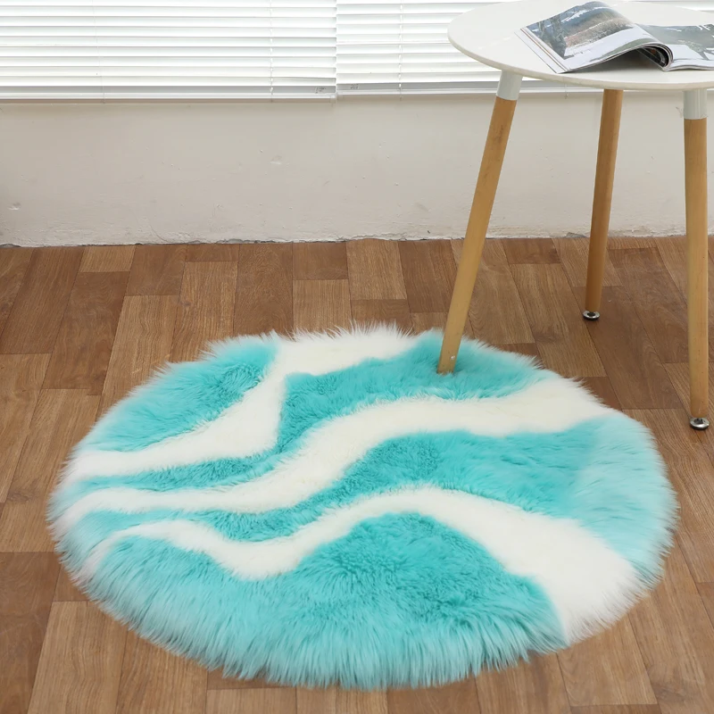 

Fashion imitation wool rug chair office sofa bed warm thick fur carpet living room hand wash cheap carpet new Round mats DT-51