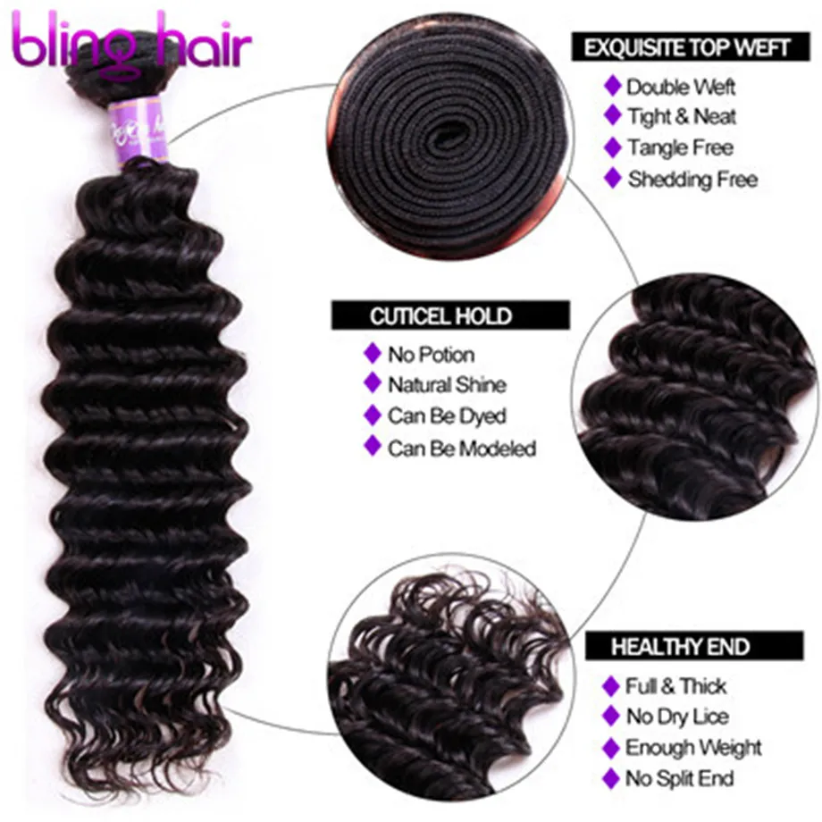 Top Bling Hair Deep Wave Bundles Brazilian Hair Weave Bundles 100% Remy Human Hair Extension Natural Color 10 PCS Deals 8-30 Inch 1