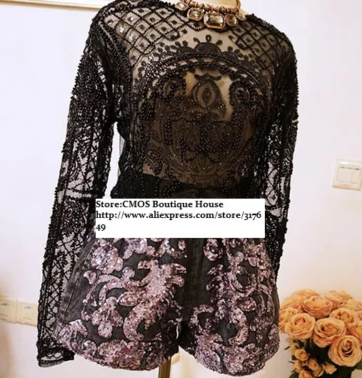 DYT010 women Bottoming shirt women chiffon shirts lady beads blouses beading jacket Heavy Beaded diamond lattice