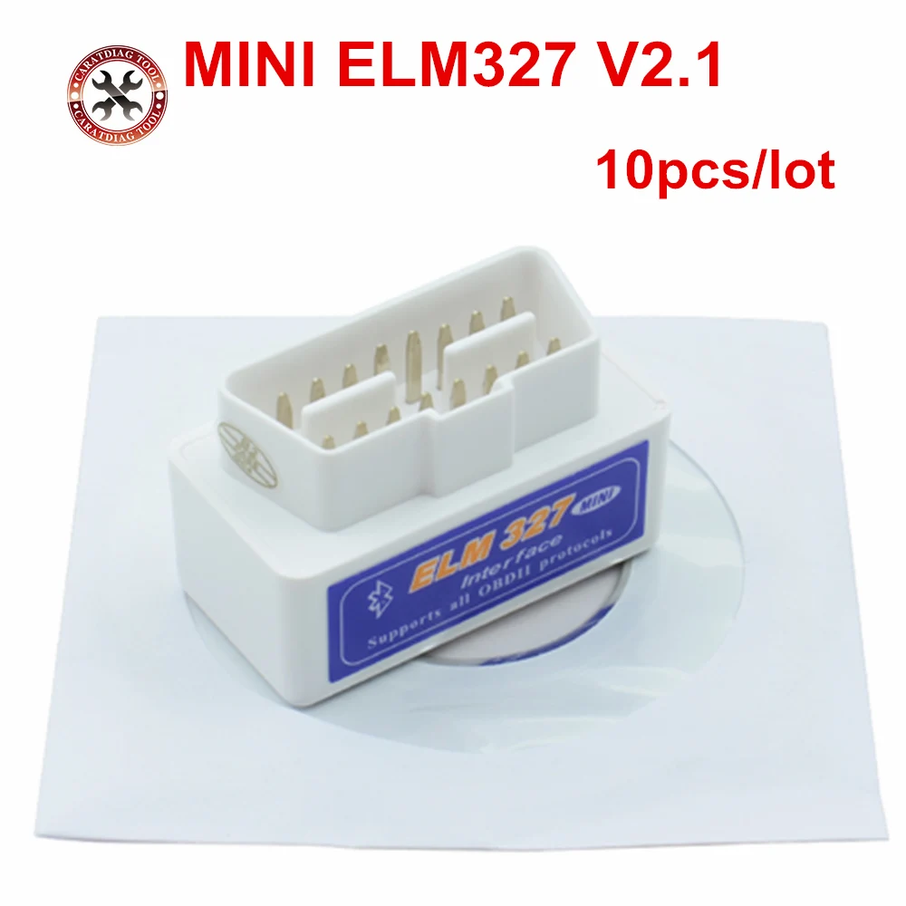 

10PCS elm327 MINI Bluetooth ELM327 V 2.1 OBD2 OBDII White elm 327 v2.1 Car Code Scanner for Android torque for all the OBD2 Cars