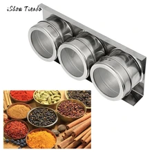 3 шт. Нержавеющая сталь Магнитный банка для хранения специй жестяные банки контейнер с стойка-держатель с креплением Солонка и перечница с дырочками сверху Пособия по кулинарии инструмент для барбекю