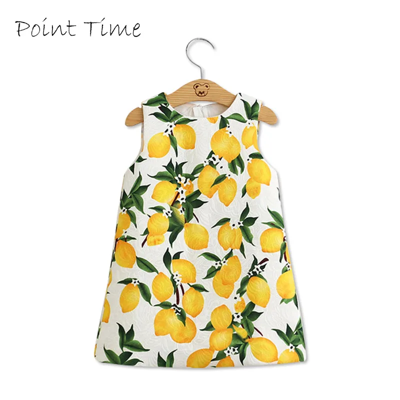 Платье для девочек, платья для девочек, детская одежда, хлопковое свадебное платье с лимонным цветочным принтом для девочек, vetement fille