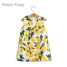 Платье для девочек, платья для девочек, детская одежда, хлопковое свадебное платье с лимонным цветочным принтом для девочек, vetement fille