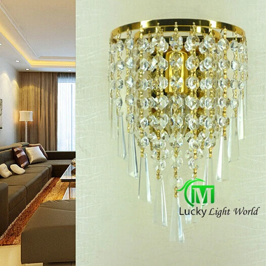 

free shipping Bedroom wall lamp modern single-head bedside lamp k9 crystal wall mounted light wall sconce with switch