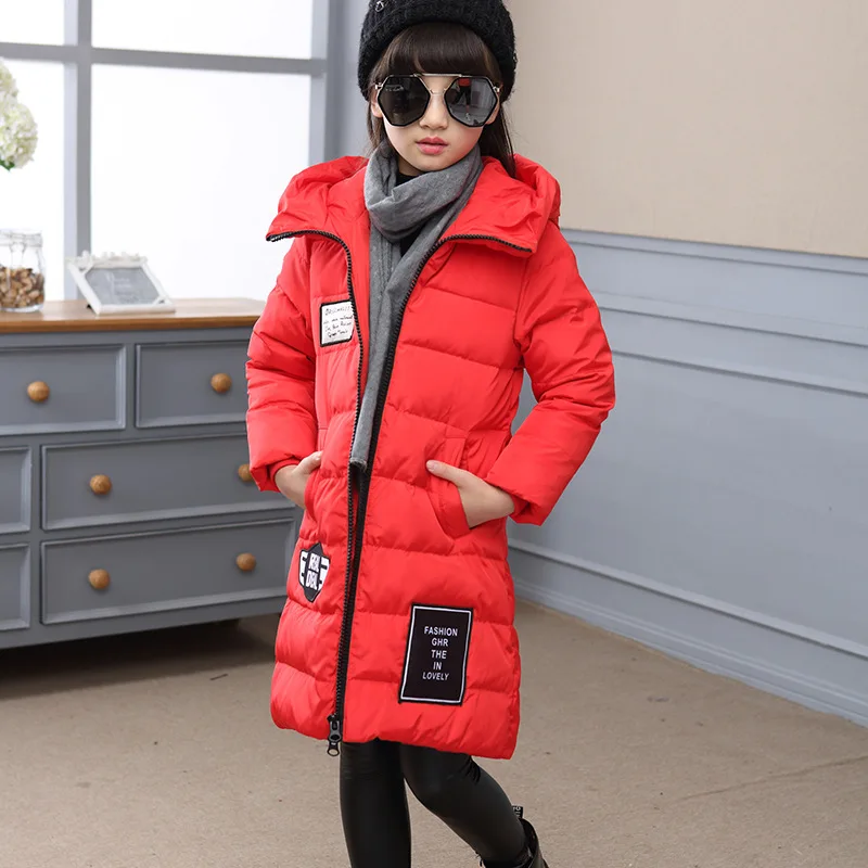 

2016 new winter girls coat thickening hooded winter kids jacket princess soft outerwear long child coat 4 colors