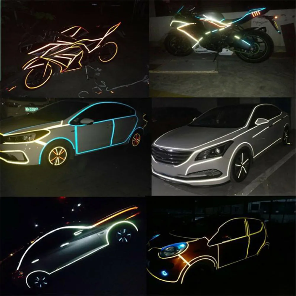 

Reflective Tape Car Funny Decal DIY Light Luminous Warning Safety Glow Dark Night Adhesive Tapes Sticker Car Bicycle Accessories
