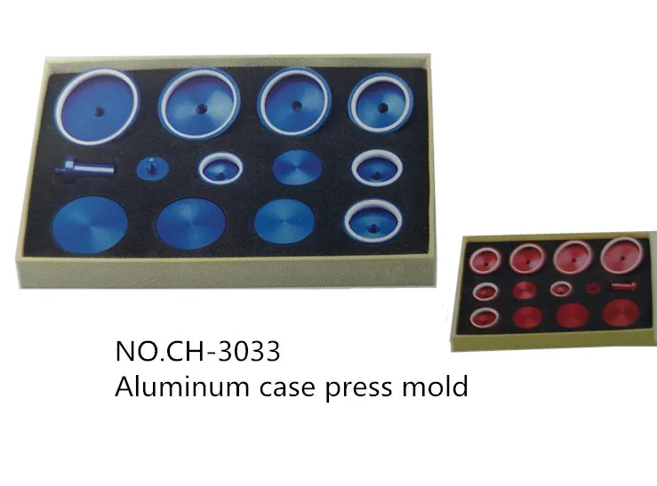 

New 13pcs Aluminum Bezel Dies Watch Back Case Pressing Mold Closer Press Dies Set Watch Repair Tool