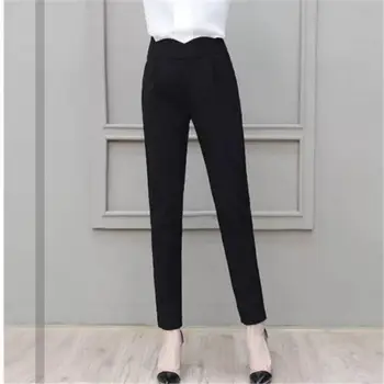 

2019 New Fashion Women Casual Style Elegant High Waist Harem Pants Ladies Vintage Pocket Leggings Female Solid Slim Trousers X9