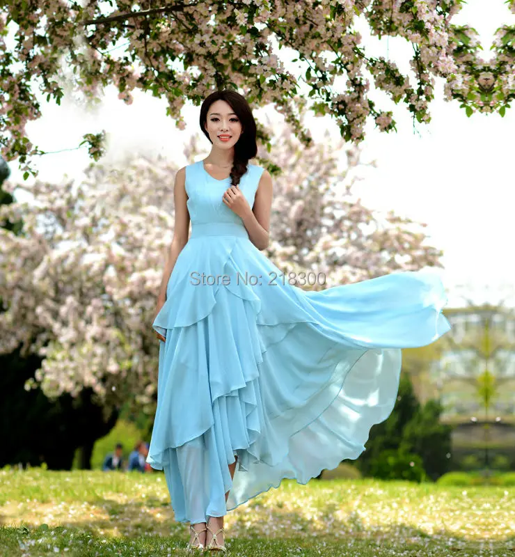 Aliexpress.com : Buy Light BLue Maxi Dress Sleeveless 2 ...