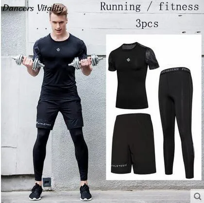 

2 or 3 sets Men's Sports Suits Basketball Jersey Running Sports Sets jogging Workout Gym Shirts Quick Dry Shorts Sportswear