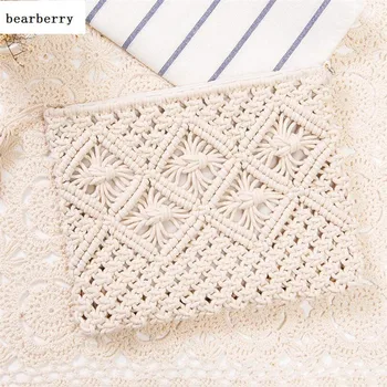 

2020 High Quality Fashion Women Hollow Out Clutch Bags Tassel Beach Bags Handmade Kont Message Bags Mn583