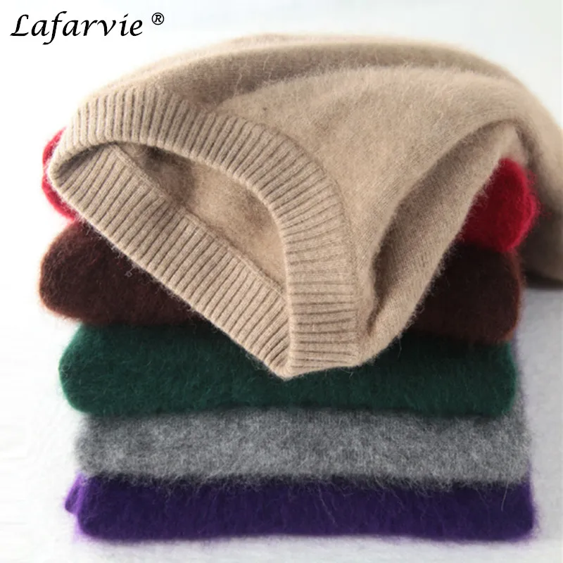 

Lafarvie Fashion Mink Cashmere Blended Men Knitted Sweater Autumn Winter Off Sale Standard Solid Pullover Full Sleeve O-Neck