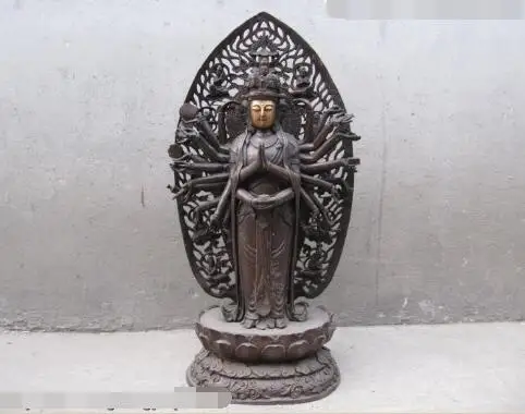 

S5232 Tibet 18 Armed Bronze Copper Avalokitesvara Kwan-Yin guanyin Buddha statue