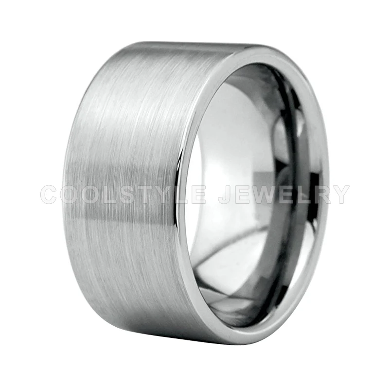 Серебряное обручальное кольцо из вольфрама кольцо 12 мм для Для мужчин в виде отрезанной части трубки Матовый свободный крой