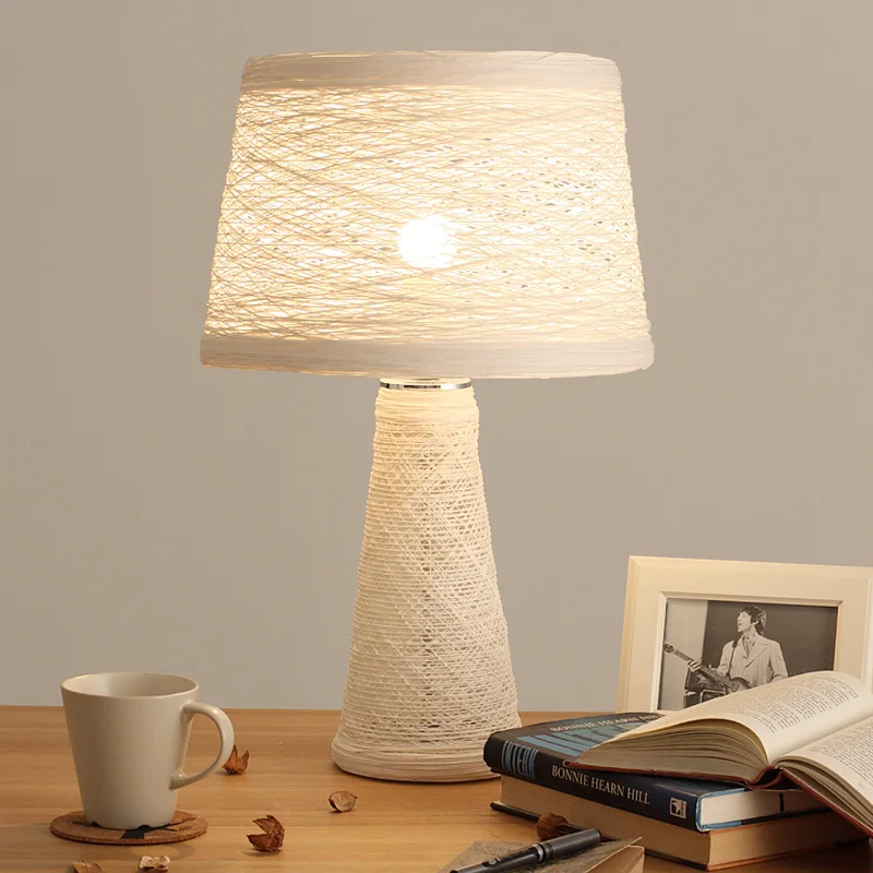 Us 110 38 16 Off Rattan Rope Lighting Led Desk Lamp Bedroom Bedside Lamp Nordic American Country Simple Rural Style Table Lamp Table Decor Lights In