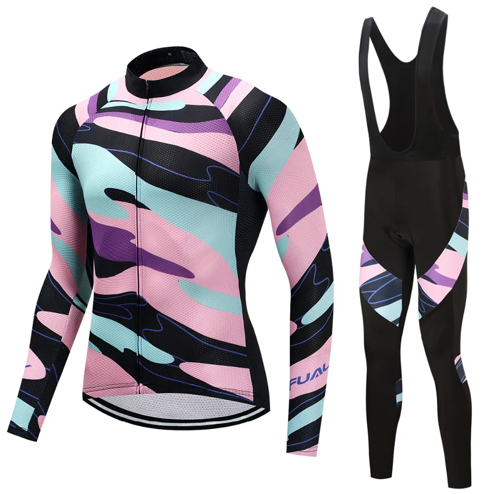 

FUALRNY 2018 Modesti Cycling Clothing Set Autumn Breathable Bicycle Wear Long Sleeve MTB Bike Jersey Ropa Maillot Ciclismo Pants