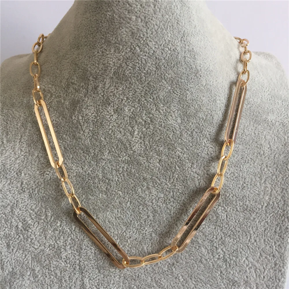 

TRENDY ROUND END SQUARE LINKED CHAIN NECKLACE FOR WOMEN