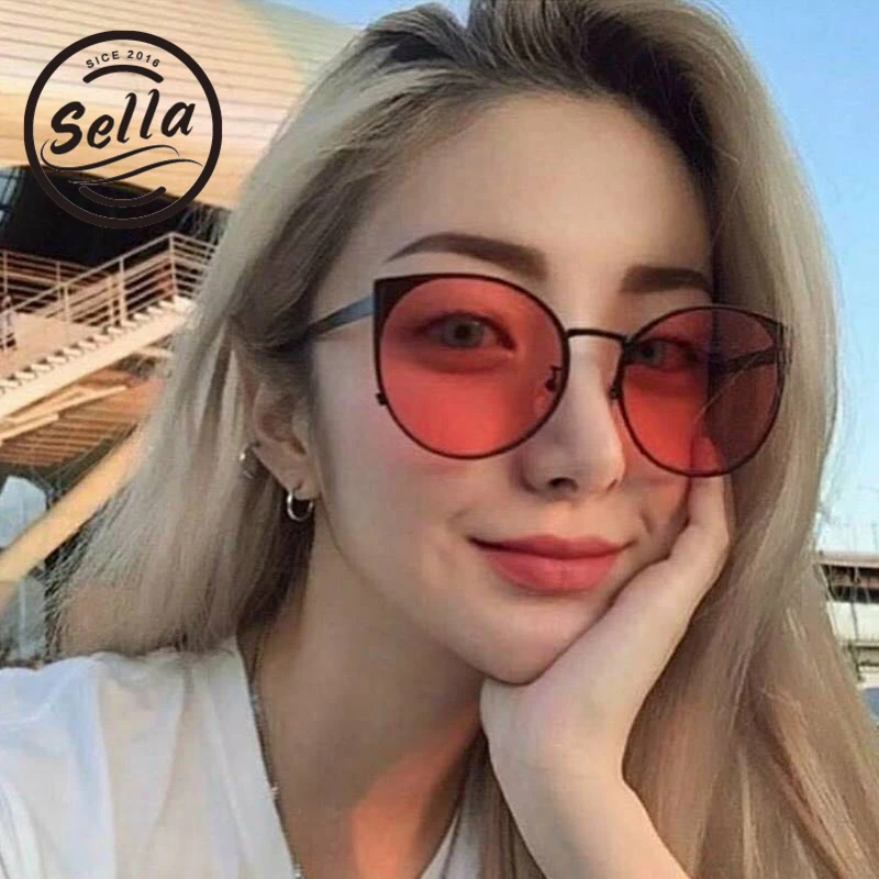 Sella Модные женские летние винтажные Cateye отражающие Солнцезащитные очки