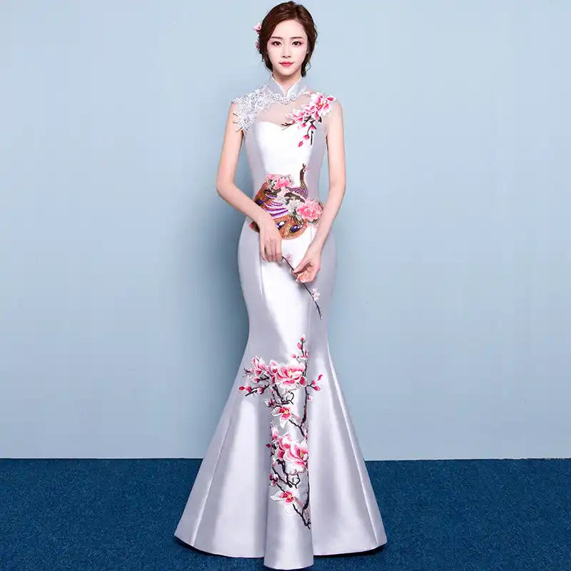 white wedding qipao