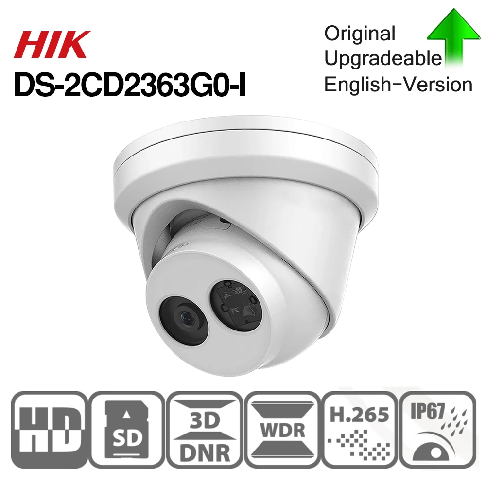 Hikvision, оригинальная 6MP камера, DS-2CD2363G0-I, H.265, для обнаружения лица, сетевая ip-камера, POE, CCTV, камера безопасности, слот для sd-карты