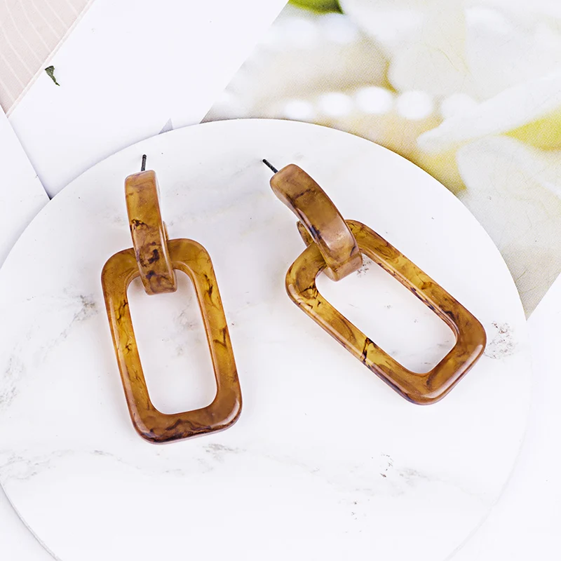 Guanlong  Vintage  Square Acrylic Earrings For Women  2018 korean  Statement  Geometric Resin Earings Fashion Jewelry (3)