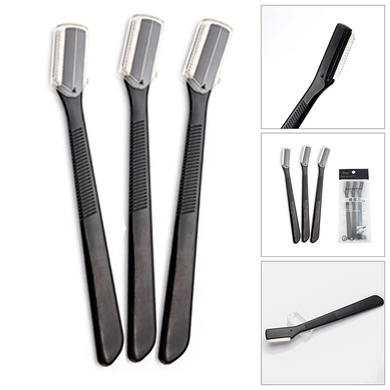 3Pcs/Set New Black Eyebrow Trimmer Safe Shaving Razors Small Size Blade Women Face Care Hair Removal Tool Makeup Shaver Knife