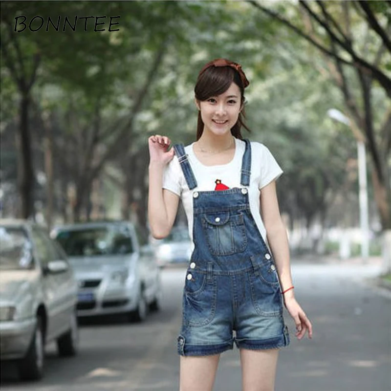 Buy Rompers Solid Pockets Korean Style Casual Women Trendy Loose Students