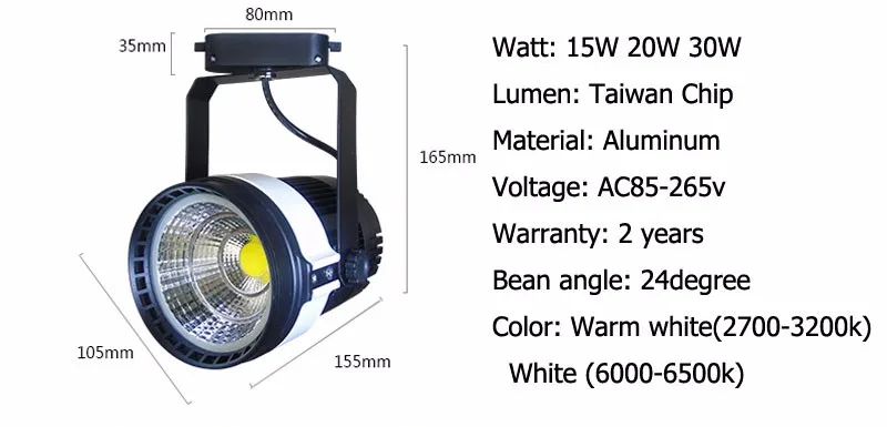 Fanlive w Cob Luz Pista Luzes Ferroviárias Holofotes Igual 150 300 Halogênio Lâmpada Quente - Frio Branco Ac85-265v 15 Pcs 30 20 21 Iluminação do percurso