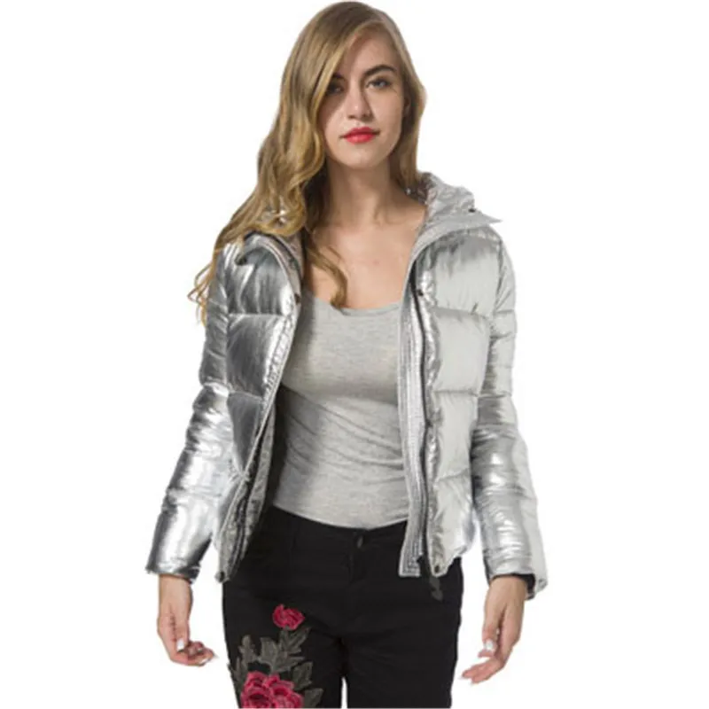 Couleur Automne Grande Hiver Femmes Le Capuchon De Vers Tendance Argent Dames Bas Métal Taille White À Nouvelle Spot 2018 Silver Coton Sauvage Mode Manteau vdY5wvq