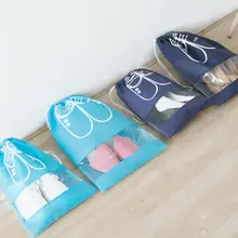 Simple Waterproof Travel Accessories Shoes Bags Drawstring Organizer Women/Men Non-Woven PVC Transparent Splicing Handbag