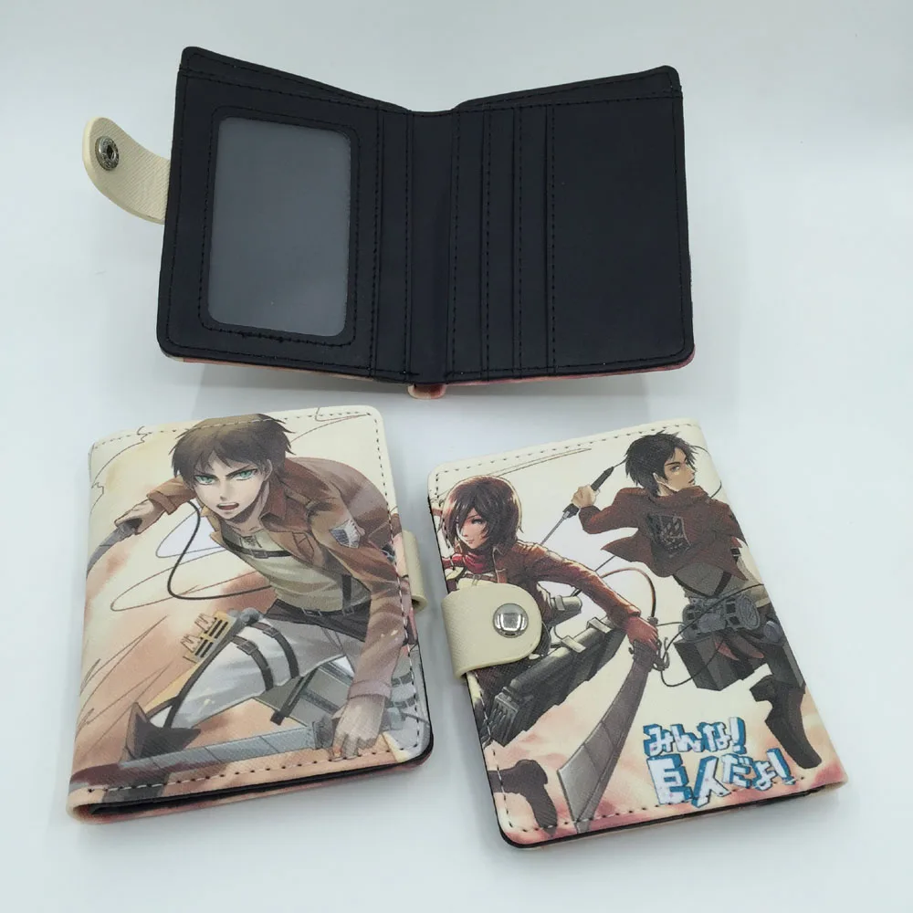 Японская игра Neko Atsume Синтетическая кожа Изысканный бумажник на кнопке/кошелек - Цвет: Attack On Titan 1