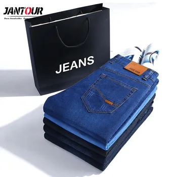 

Jantour Brand Men Autumn Winter Jeans Denim Mens Jeans Slim Fit Plus Size 40 Big Tall Male cotton Pants fashion thick jean