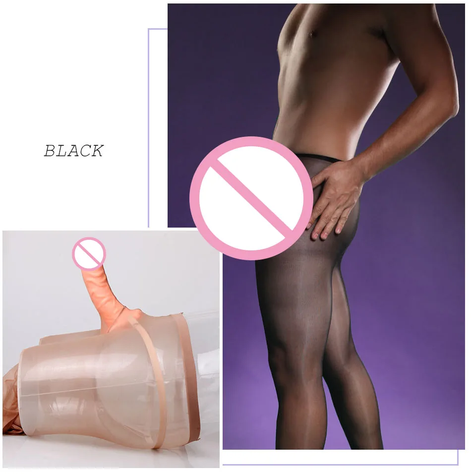 Men stockings 10D Oil Shine Full Sheer with Open Penis Cover Sheath Pantyhose for Men